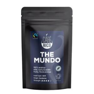 Cafe Rico - Cafe Mundo Coffee Beans in 250g and 500g bags. Fairtrade, Organic, Rainforest Alliance. 100% arabica mild, nutty & acidic fruity, floral aromas. roast type: dark Origin: honduras Strength: 4 out of 5