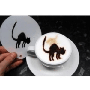 Halloween scary cat stencil for coffee art